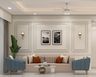 Classic Living Room Design Featuring Layered Wall Moldings and Sconces