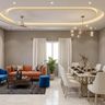 Gypsum Single Layer False Ceiling Design with Oval Shape and Cove Lighting