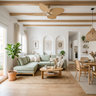 Living Room Design with Sage Green Sofa and Arched Niches