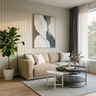 Living Room Design with Beige Sofa and Nesting Coffee Tables