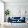 Modern Wall Design with White and Blue Wall Trims for Living Rooms