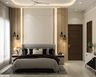 Modern Master Bedroom Design with Diagonal Split Accent Console and King Bed