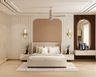 Contemporary Master Bedroom Design with Terracotta Arch and Fluted Wood