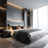 Modern Master Bedroom Design with Wardrobe Storage and Queen Bed