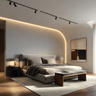 Modern Master Bedroom Design with Grey Bed and Ottoman Bench