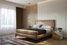 Contemporary Master Bedroom Design with Dual Texture Wall and Beige Platform Bed