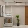 Traditional Pooja Room Design with Marble Finish and Temple Style Detailing