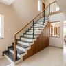 Contemporary Staircase Design with L-Shaped Layout with Granite Tiles