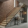 Industrial Staircase Design with Concrete Wood Glass and Metal Railing