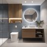 Bathroom Tile Design with Blue Grey Ceramic Grid Pattern Tiles