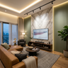 Contemporary TV Unit Design with Bookmatched White Marble Backdrop Finish