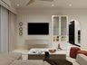 Contemporary TV Unit Design with Fluted Glass Cabinet and Champagne Console