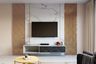 TV Unit Design with Frosty White and Marble Stone Look
