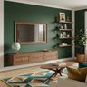Mid Century Modern TV Unit Design with Tiepolo Wood and Green Wall