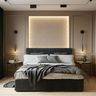 Modern Wall Paint Design with Soft Beige Panel Molding Backlight