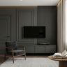 Modern Wall Paint Design with Charcoal Grey and Fluted Detailing