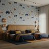 Contemporary Wallpaper Design with Multicolor Animal and Constellation Themed Pattern
