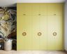 Contemporary Swing Wardrobe Design with Olive Yellow Matte Membrane Swing Shutters