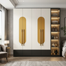 Modern Swing Wardrobe Design with High Contrast Crisp White Upper Doors