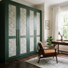 Modern Swing Wardrobe Design with Vintage Botanical Wallpaper and Floral Prints