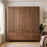 Classic Swing Wardrobe Design with Textured Fluted Outer Panels and Drawers