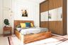 Classic Sliding Wardrobe Design with Walnut Bronze Matte Laminate Center Mirrors