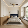 Classic Swing Wardrobe Design with White Upper Cabinet Arched Detailing