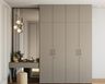 Modern Swing Wardrobe Design with Matte Irish Cream Swing Shutters Setup