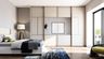 Minimal Sliding Wardrobe Design with Champagne Three Tone Matte Grid Panels