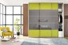 Contemporary Sliding Wardrobe Design with Lime Green High Gloss Shutters