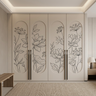4-Door Modern Swing Wardrobe Design with Digital Printed White Lotus Art