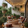 Neutral stucco Wall Balcony Design With Macrame Hangers