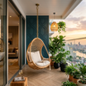 Balcony Design with Herringbone Floor and Swing