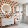Contemporary Bathroom Design with Round Backlit Mirror