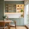 Green Crockery Cabinet with Open Shelves