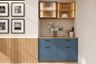 Blue Crockery Cabinet with Fluted Glass Unit And Wine Glass Racks