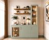 Green Crockery Unit with Display Cabinet And Base Storage