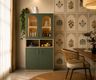 Green Crockery Cabinet with Arched Display And Open Compartment
