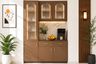 Brown Crockery Unit with Glass Doors And Coffee Counter