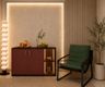 Red Crockery Unit with Two Door Cabinet And Illuminated Shelves