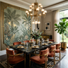 Dining Room Design with Terracotta Velvet Chairs