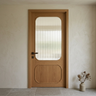 Single Bedroom Door Design with Fluted Glass and Curved Panelling