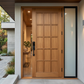 Single Entrance Door Design with Eighteen Grid Panels and Smart Lock