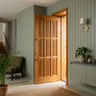 Nine Panel Fluted Single Entrance Door Design with Wooden Handle