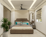 Rectangular Double Layer False Ceiling Design with Spot and Cove Lights