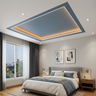Double Layer Gypsum False Ceiling Design with Soft Blue-Grey Panel and Cove Light