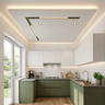 Double Layer Gypsum False Ceiling Design with L-Shaped Strip Light and Spotlights