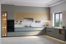 Square Flooring Design with Glossy Beige Tiles