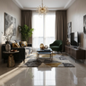 Rectangular Large Format Flooring Design with Polished Beige Tiles