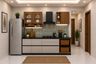 Parallel Kitchen Design with Arched Glass Cabinets